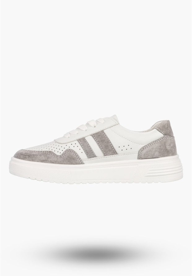 Sneakersy Damskie Skórzane Buty Zamszowe Sportowe Casual Białe