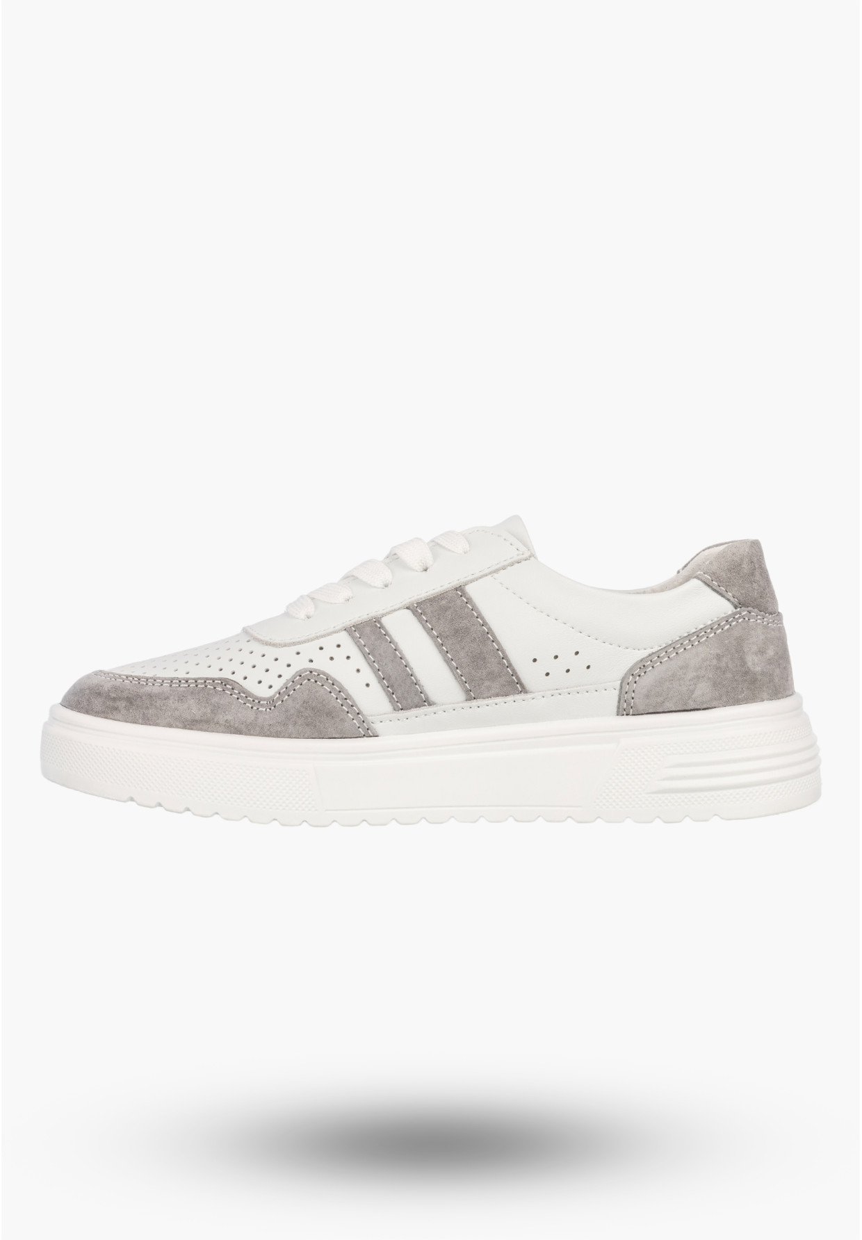 Sneakersy Damskie Skórzane Buty Zamszowe Sportowe Casual Białe