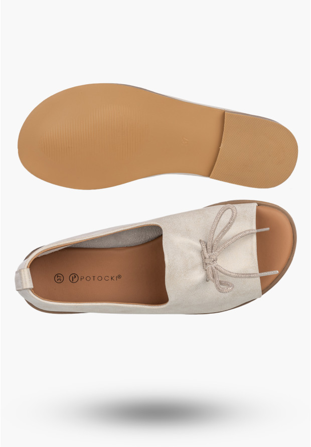 Półbuty Damskie Skórzane Wsuwane Eleganckie Buty Letnie Białe Potocki