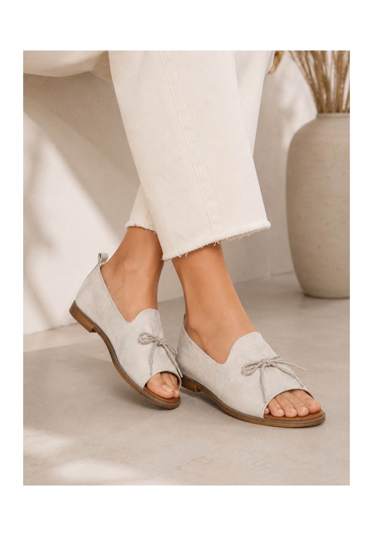 Półbuty Damskie Skórzane Wsuwane Eleganckie Buty Letnie Białe Potocki