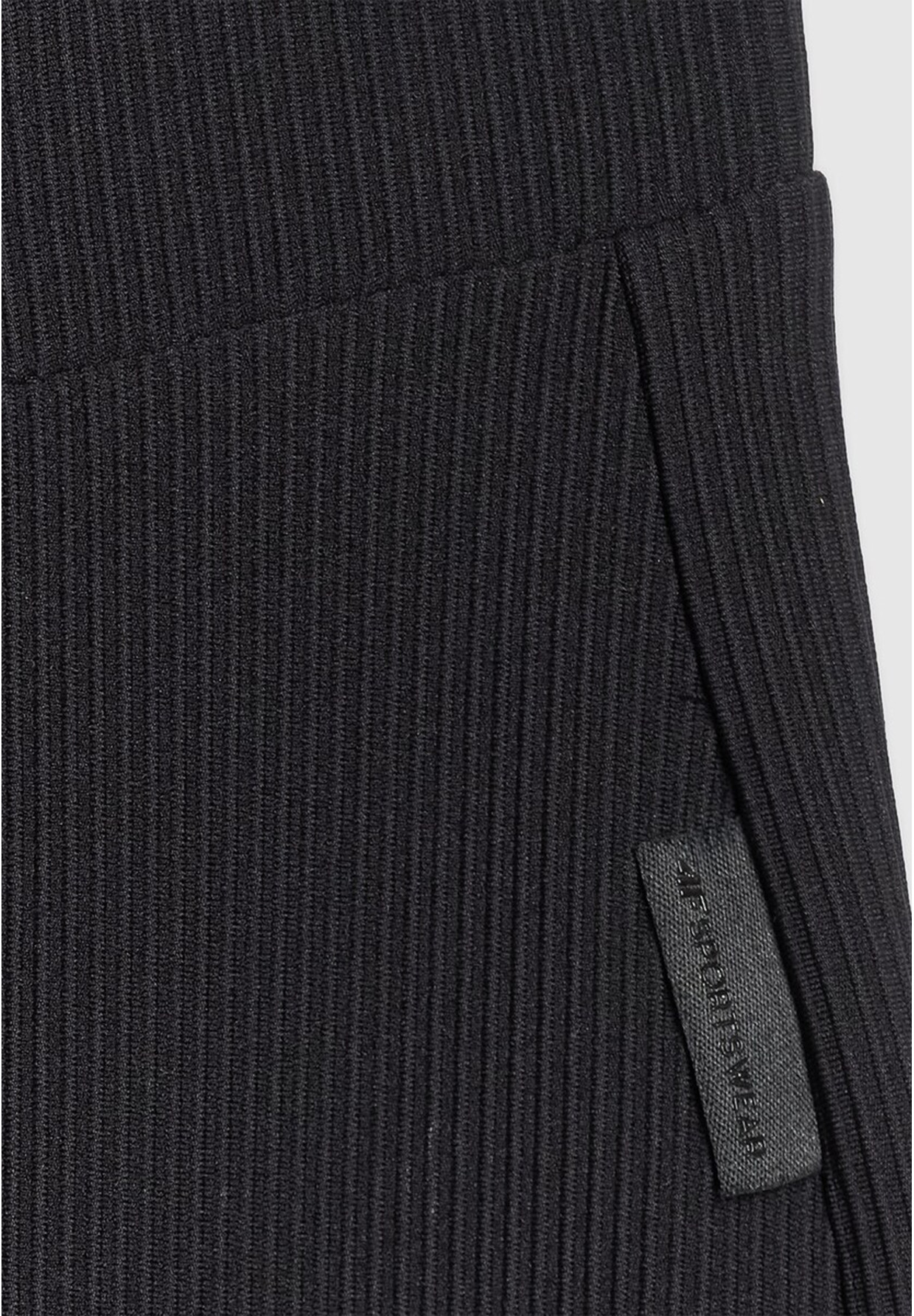 Legginsy Damskie 4F Sportowe Prążkowane Wysoki Stan Slim Czarne 4FWAW25TTIGF237