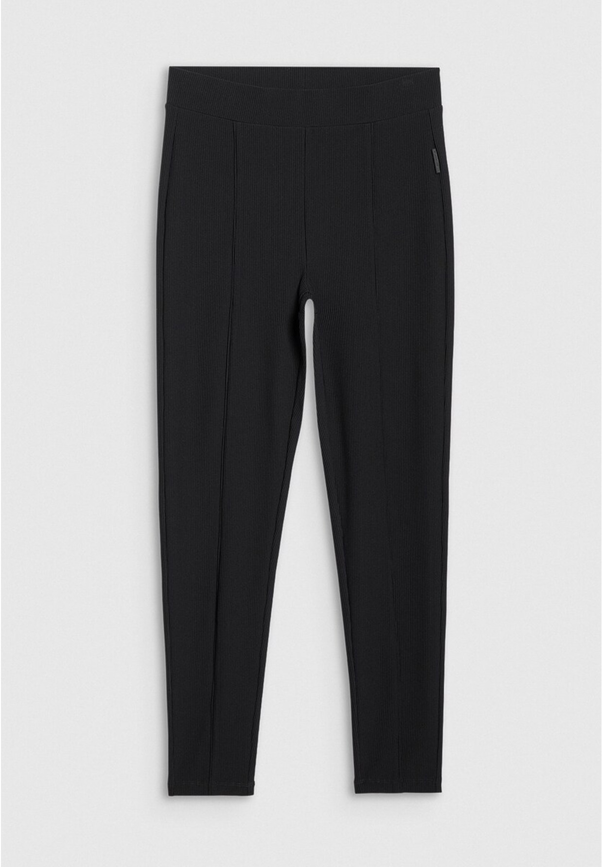 Legginsy Damskie 4F Sportowe Prążkowane Wysoki Stan Slim Czarne 4FWAW25TTIGF237