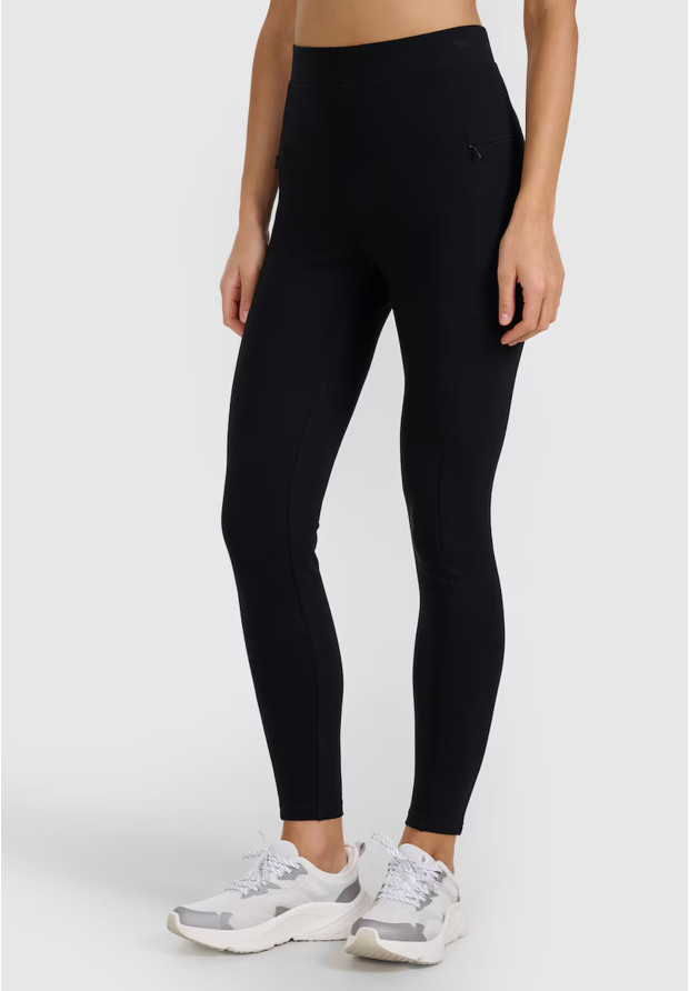 Legginsy Damskie 4F Sportowe Slim Wysoki Stan Kieszenie Treningowe Czarne 4FWAW25TTIGF242
