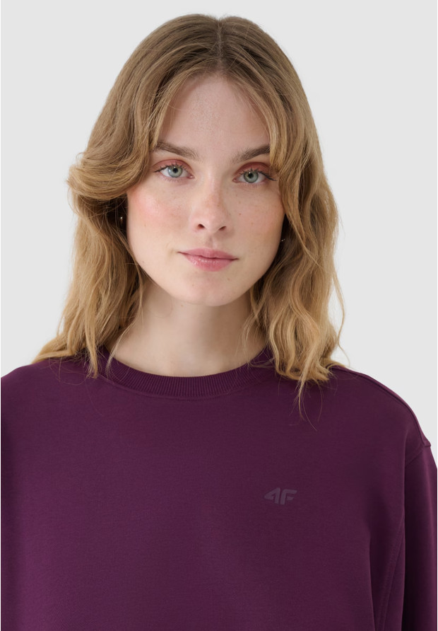 Bluza Damska 4F Sportowa Dresowa Nieocieplana Fioletowa 4FWSS25TSWSF1769