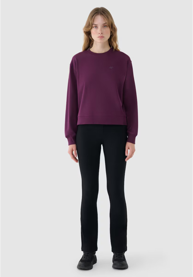 Bluza Damska 4F Sportowa Dresowa Nieocieplana Fioletowa 4FWSS25TSWSF1769