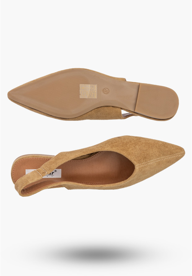 Baleriny Damskie Slingback Buty z odkrytą piętą Eleganckie Camel