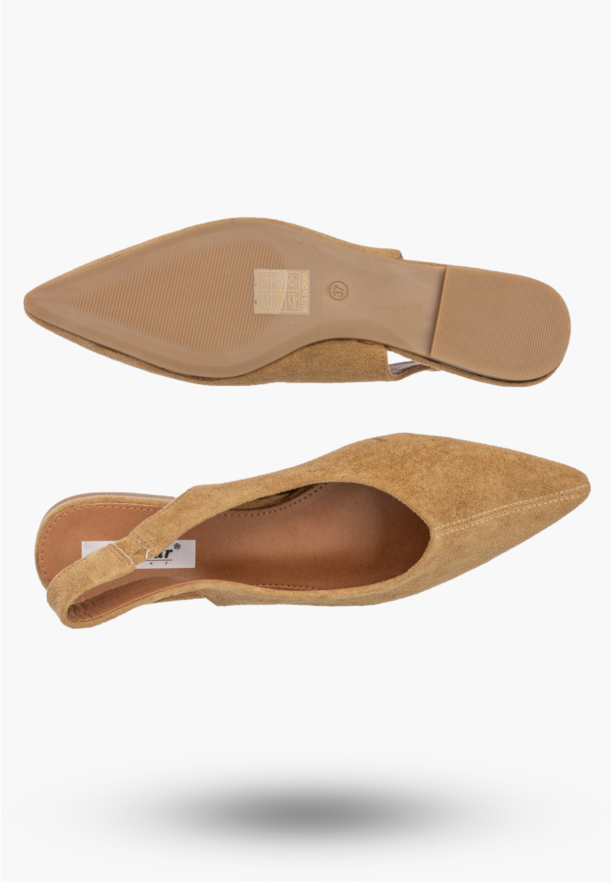 Baleriny Damskie Slingback Buty z odkrytą piętą Eleganckie Camel