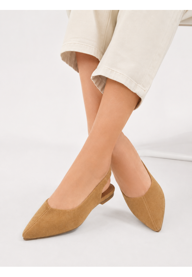 Baleriny Damskie Slingback Buty z odkrytą piętą Eleganckie Camel