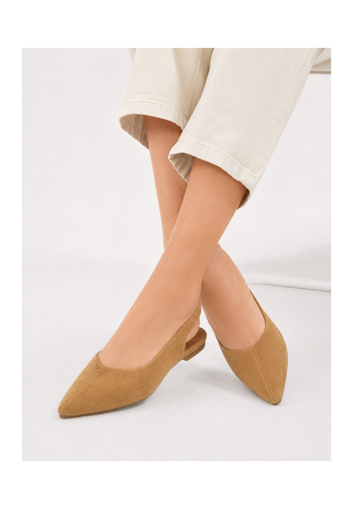 Baleriny Damskie Slingback Buty z odkrytą piętą Eleganckie Camel