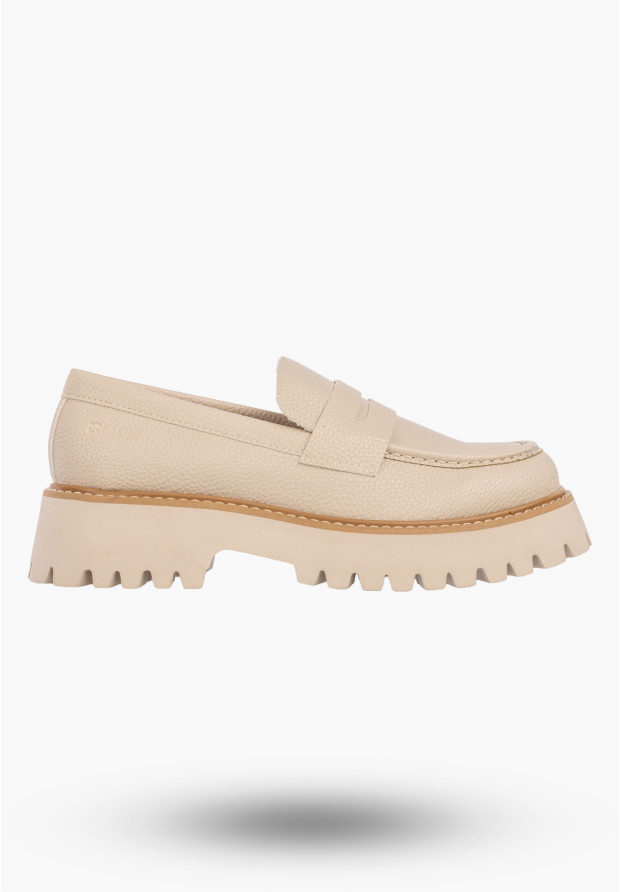 Mokasyny Damskie BIG STAR Buty Wsuwane Casual Gruba Podeszwa Beżowe NN274050