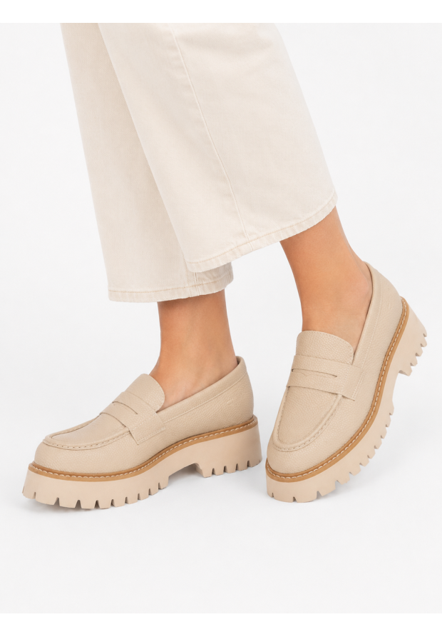 Mokasyny Damskie BIG STAR Buty Wsuwane Casual Gruba Podeszwa Beżowe NN274050