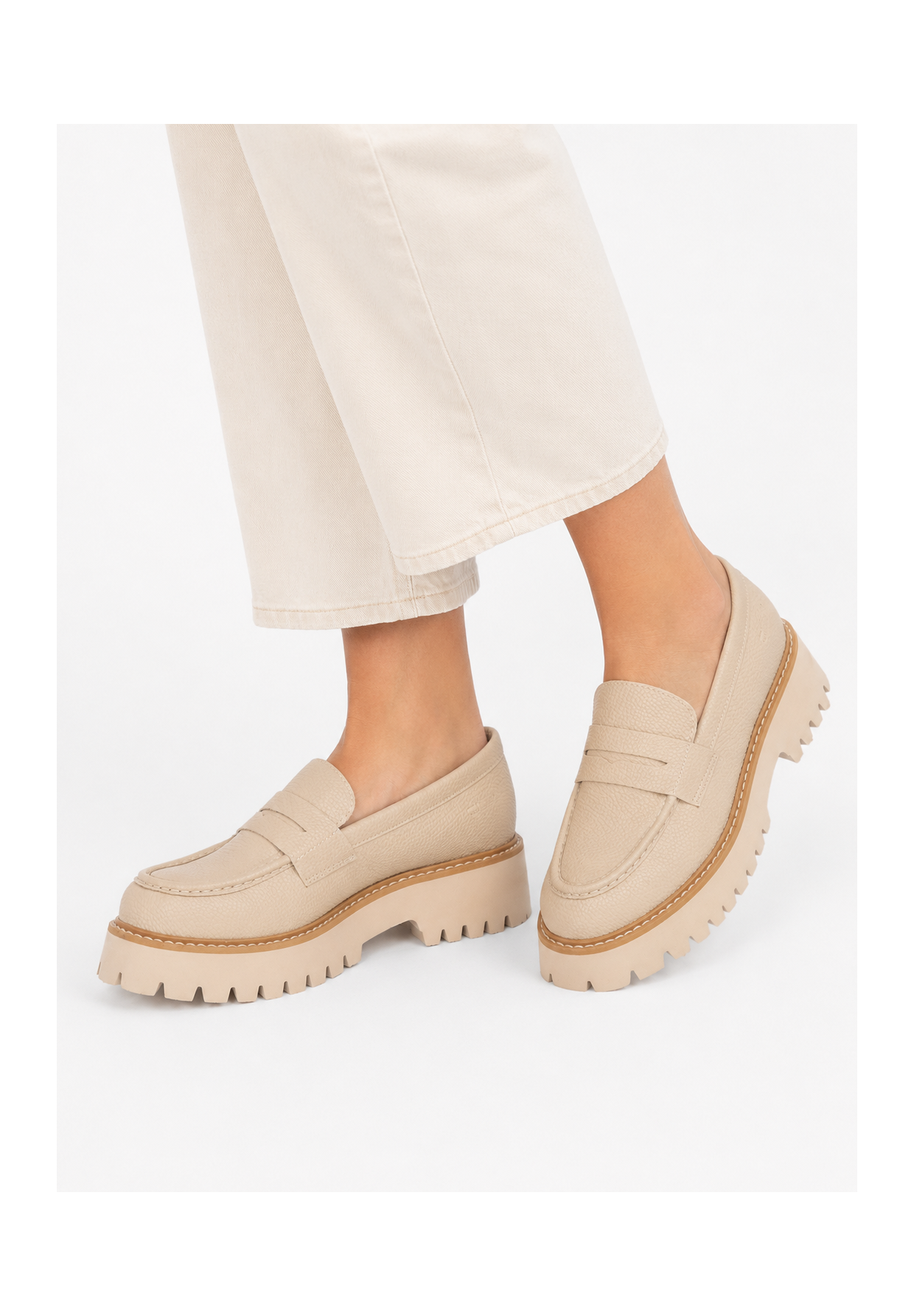 Mokasyny Damskie BIG STAR Buty Wsuwane Casual Gruba Podeszwa Beżowe NN274050