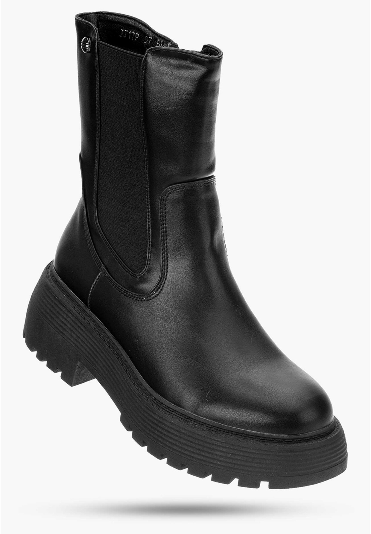 Botki Damskie Buty Na Zimę Czarne Wsuwane