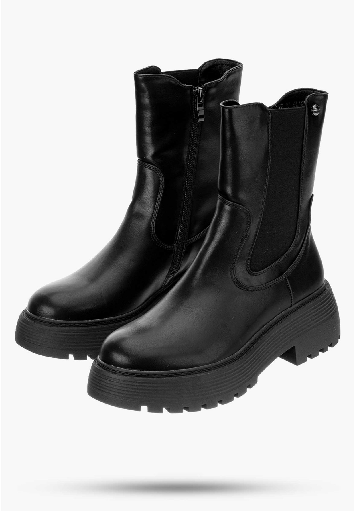 Botki Damskie Buty Na Zimę Czarne Wsuwane