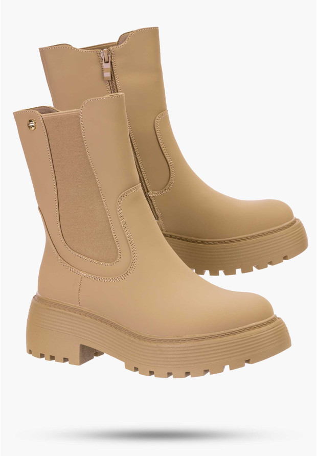 Botki Damskie Camel Wsuwane