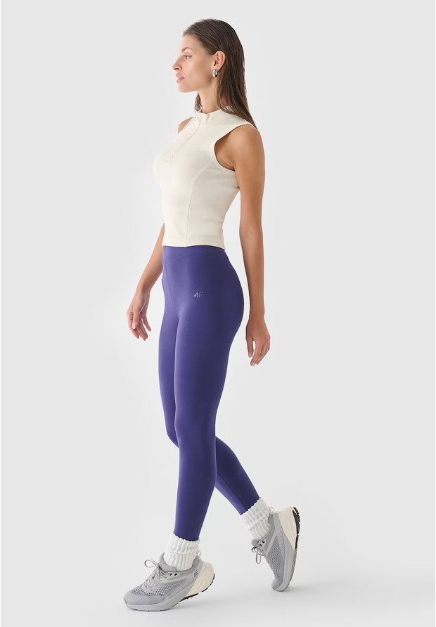 Legginsy Damskie 4F Sportowe Bawełniane Elastyczne Slim Fit Granatowe 4FWMM00TTIGF195