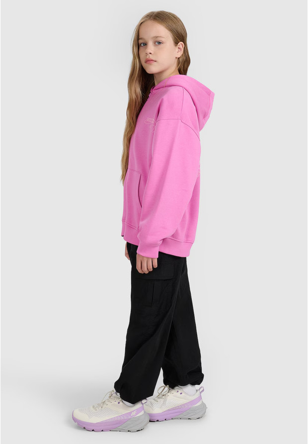 Spodnie Cargo Dziewczęce 4F Sportowe Oversize Joggery Czarne 4FJWAW25TTROF1246