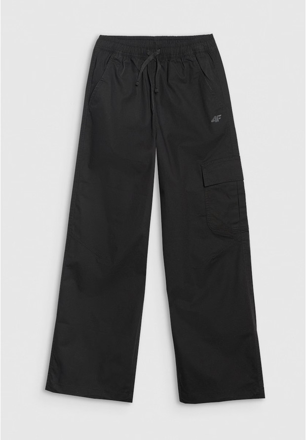 Spodnie Cargo Dziewczęce 4F Sportowe Oversize Joggery Czarne 4FJWAW25TTROF1246