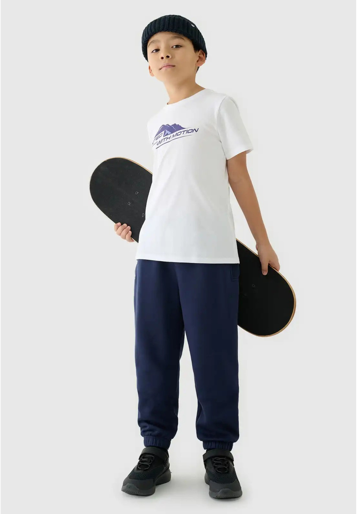 Koszulka Chłopięca 4F T-shirt Z Nadrukiem Bawełniany Biały 4FJWAW25TTSHM2404