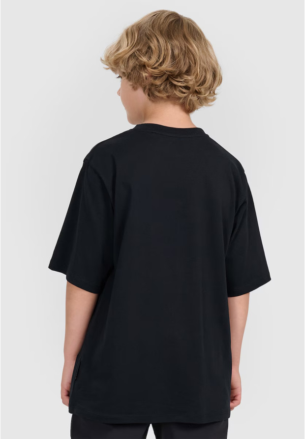 Koszulka Chłopięca 4F Oversize Bawełniana T-Shirt Casual Z Nadrukiem Czarna 4FJWAW25TTSHM2412