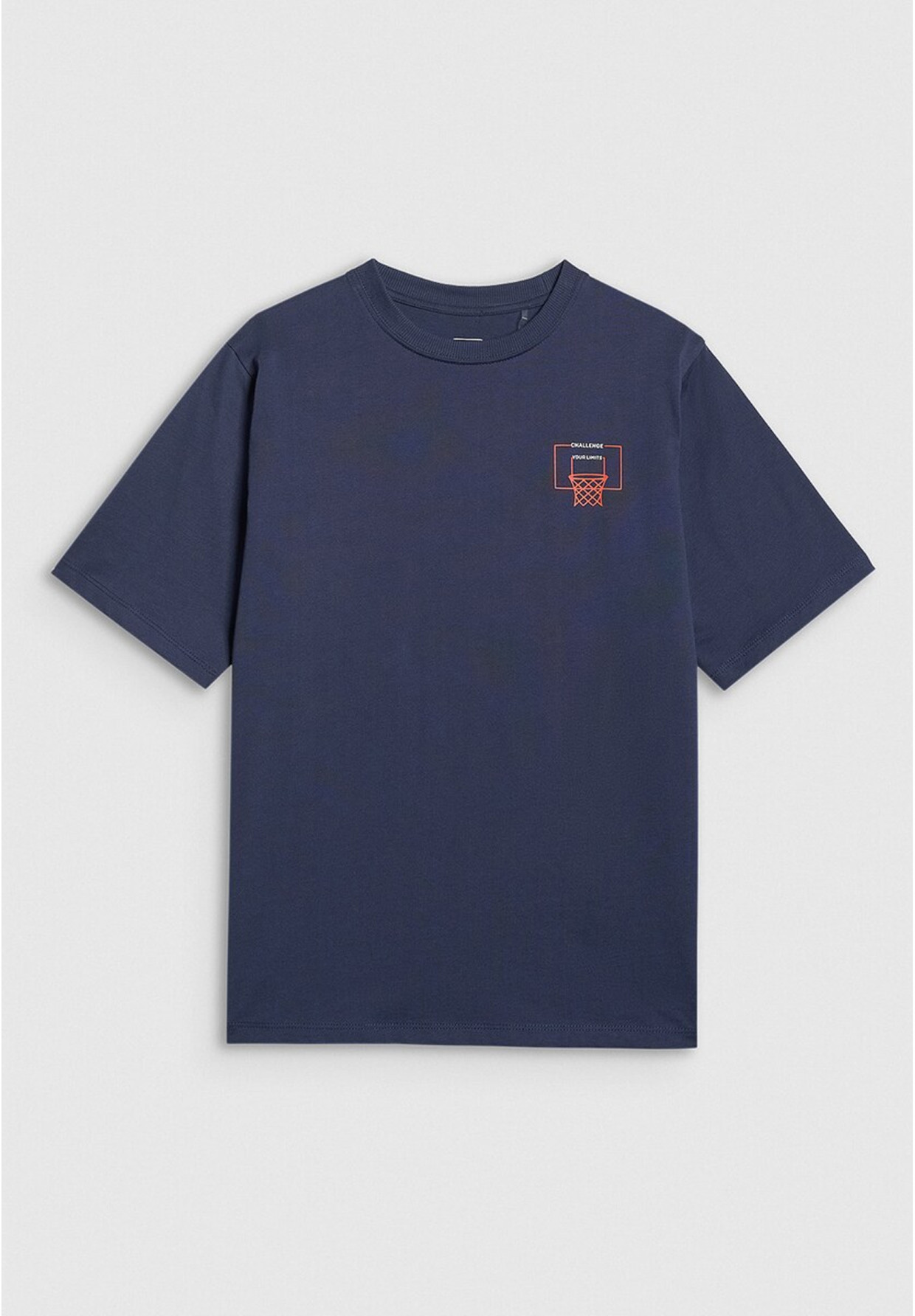 Koszulka Chłopięca 4F Oversize Bawełniana T-Shirt Casual Z Nadrukiem Granatowa 4FJWAW25TTSHM2412