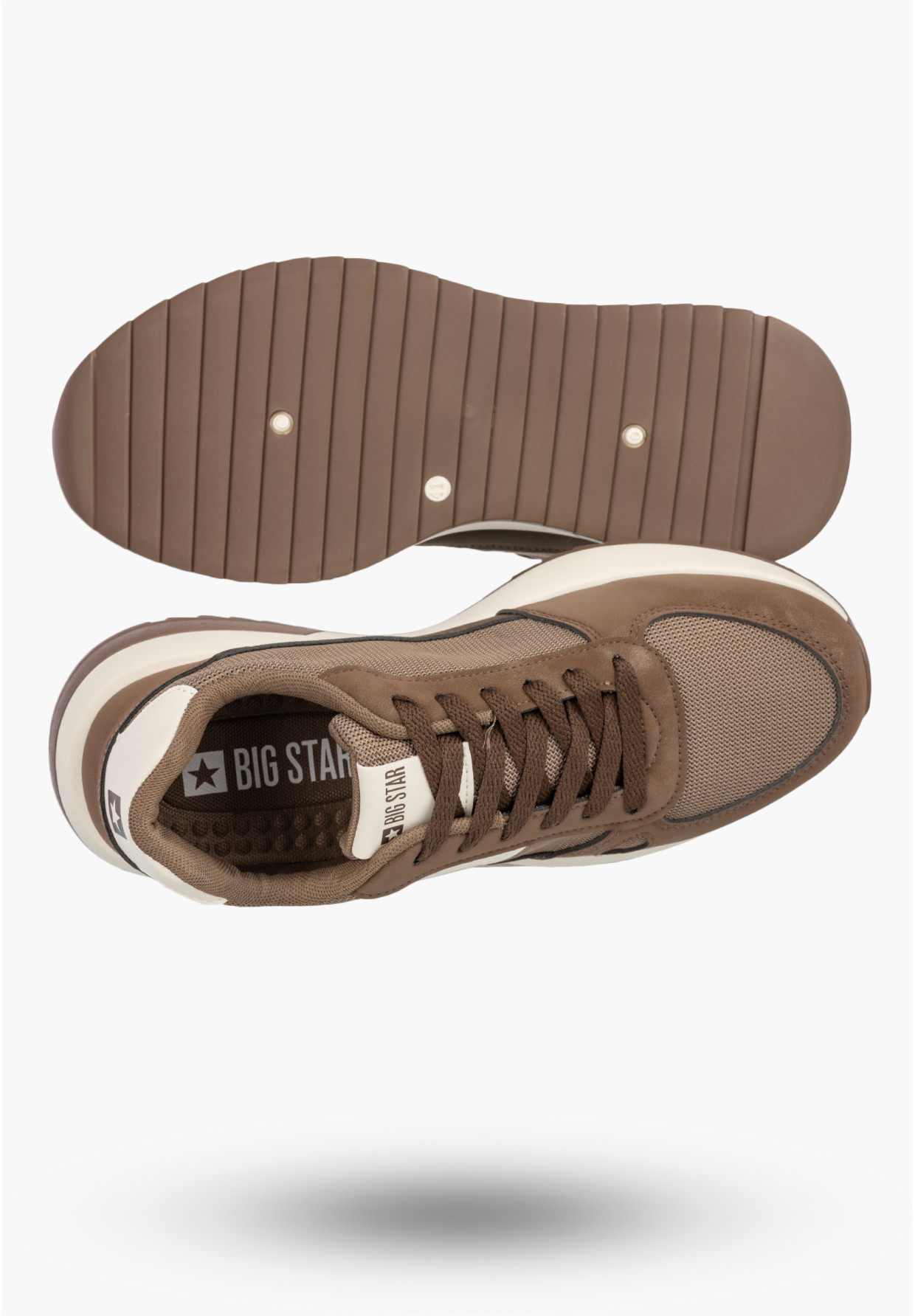 Sneakersy Męskie BIG STAR Buty Sportowe Ekoskóra Casual Brązowe TT174353
