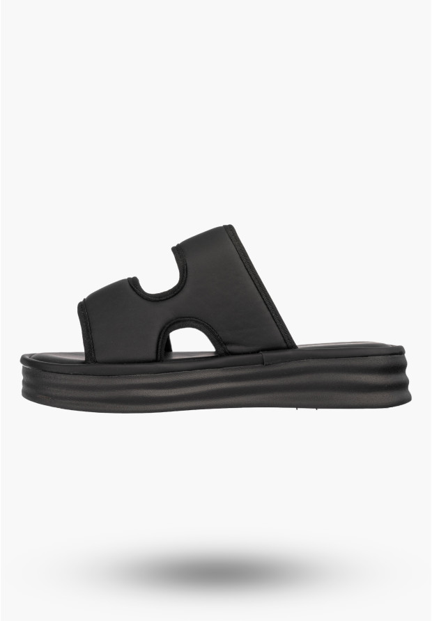 Klapki Damskie Buty Na Rzep Letnie Na Platformie Stylowe Czarne POTOCKI