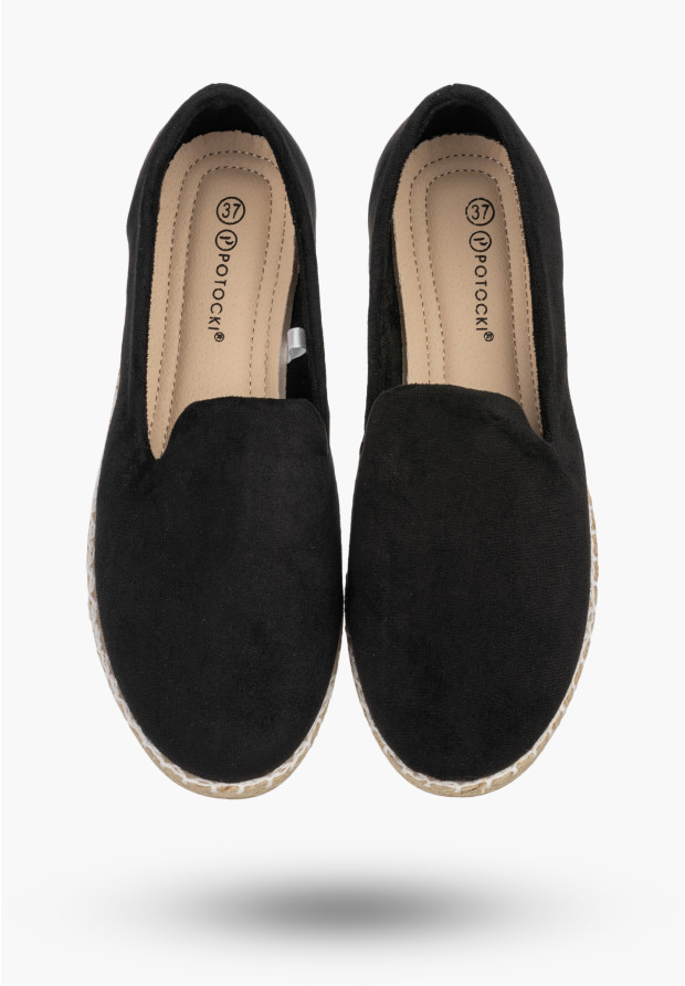 Espadryle Damskie Wsuwane Buty Casual Lekkie Półbuty Czarne Potocki