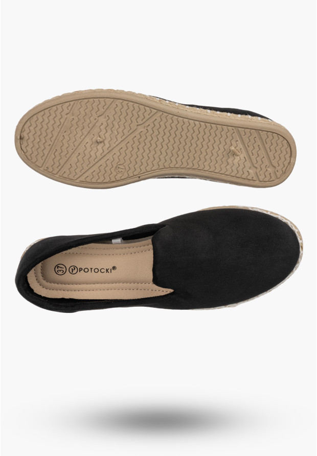 Espadryle Damskie Wsuwane Buty Casual Lekkie Półbuty Czarne Potocki