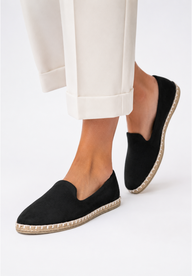 Espadryle Damskie Wsuwane Buty Casual Lekkie Półbuty Czarne Potocki