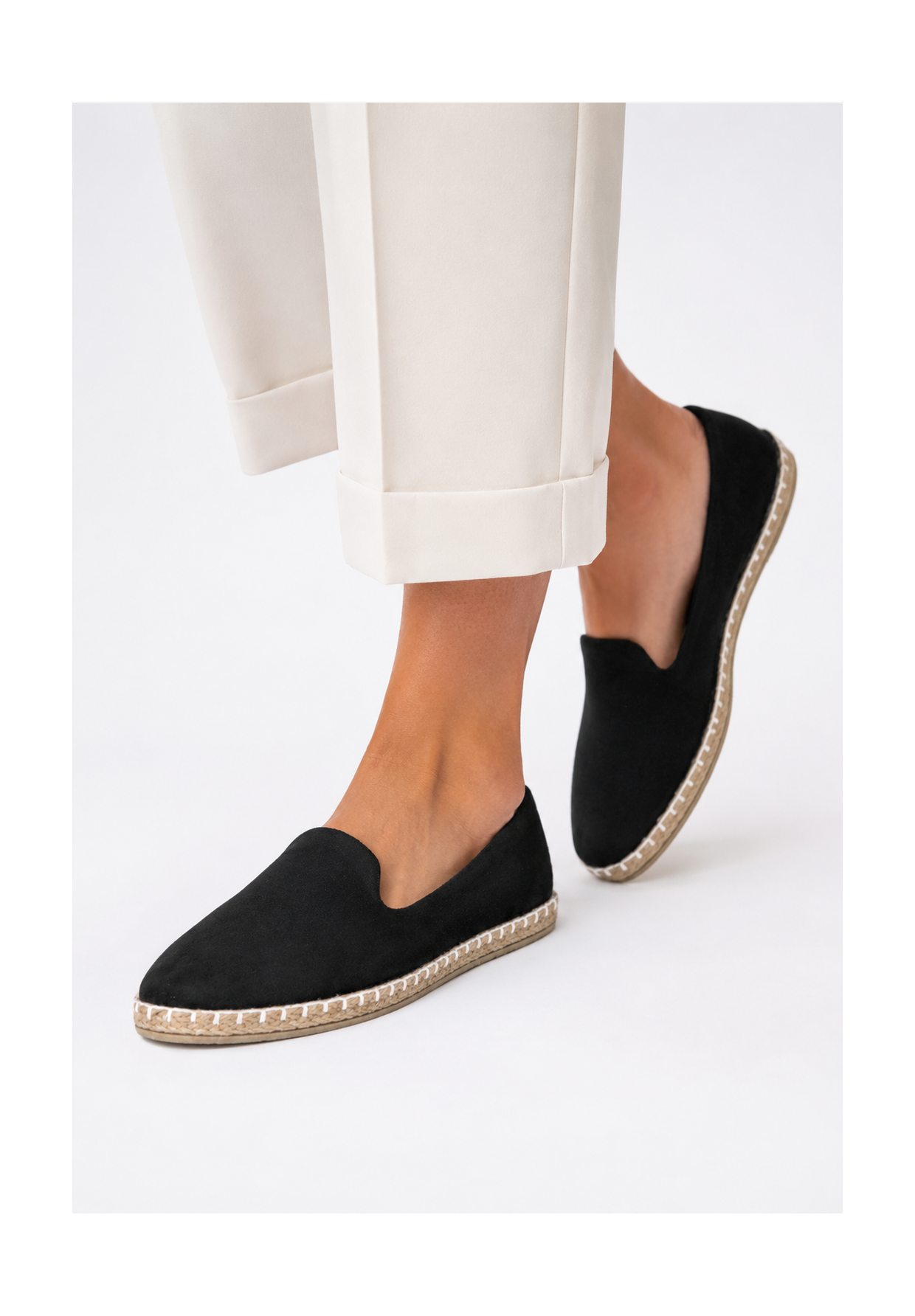 Espadryle Damskie Wsuwane Buty Casual Lekkie Półbuty Czarne Potocki