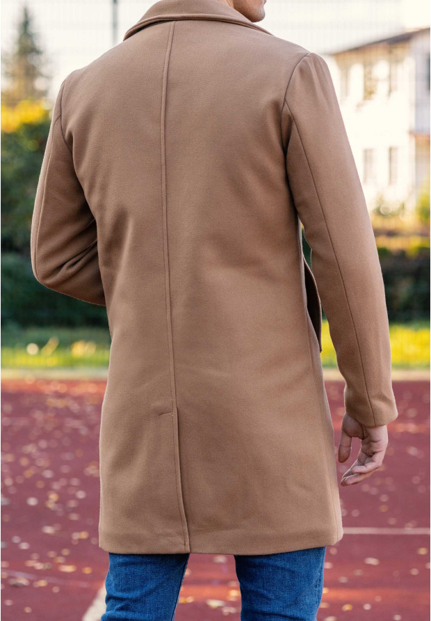 Płaszcz Męski Długi Camel Elegancki