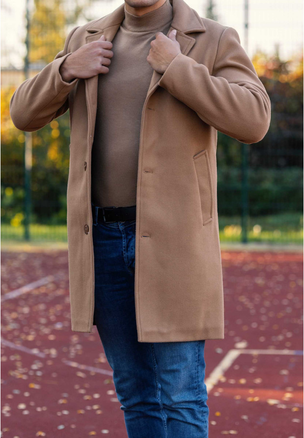 Płaszcz Męski Długi Camel Elegancki
