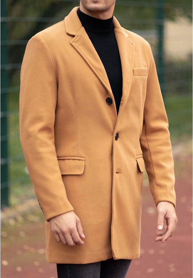 Płaszcz Męski Długi Camel Elegancki