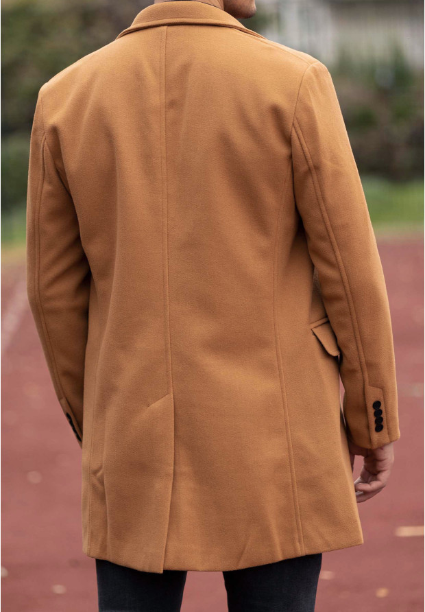Płaszcz Męski Długi Camel Elegancki
