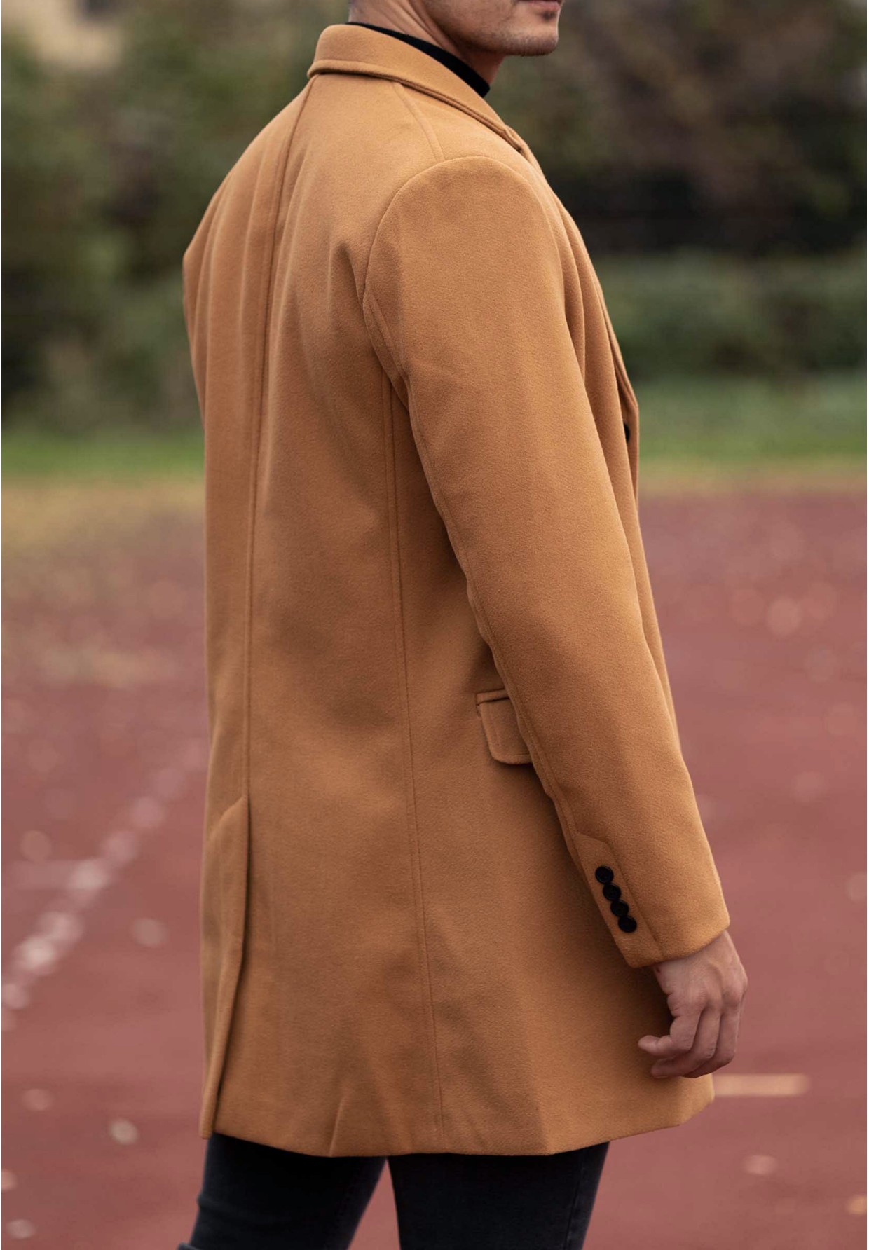 Płaszcz Męski Długi Camel Elegancki
