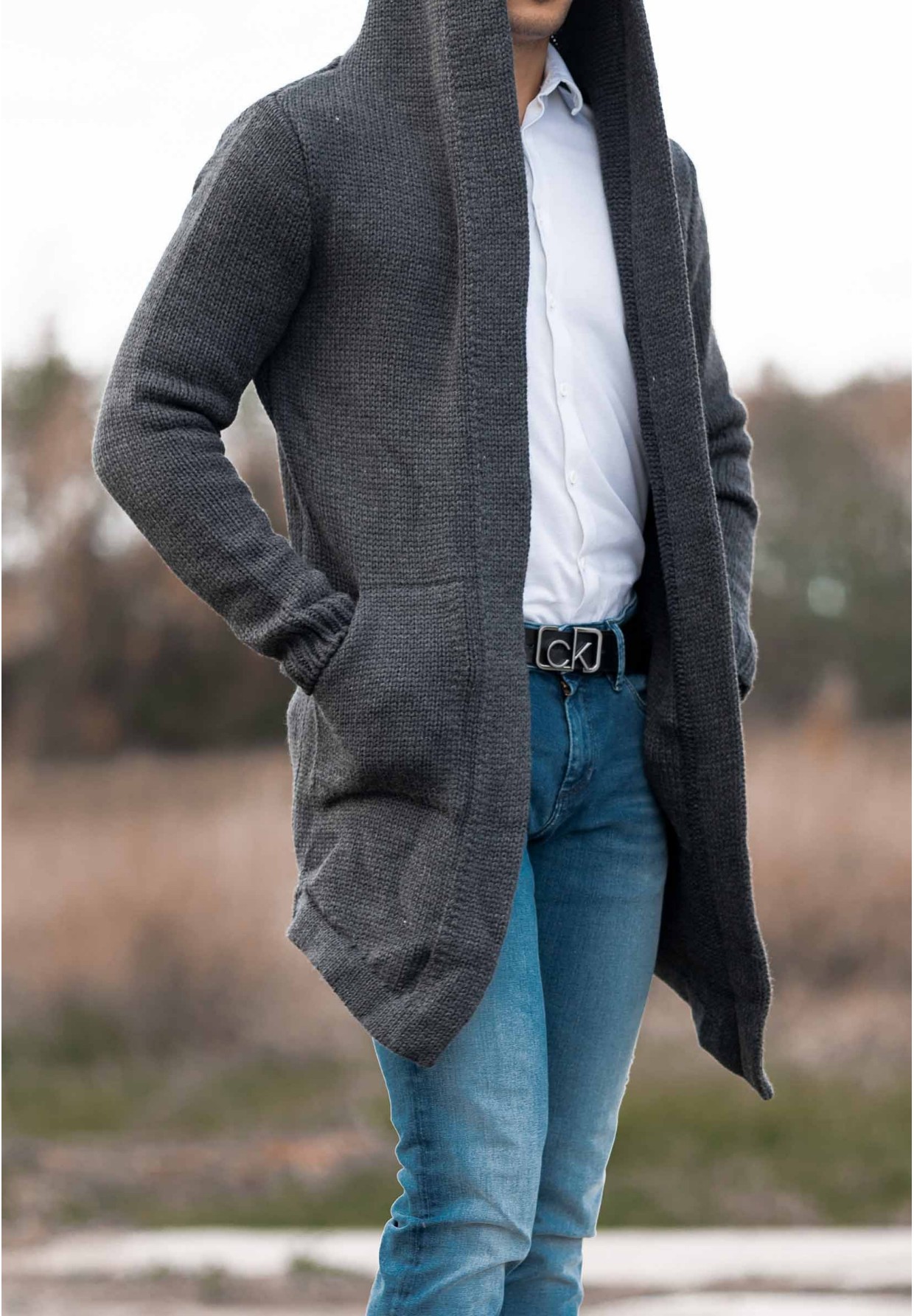 Sweter Męski Wełniany Długi