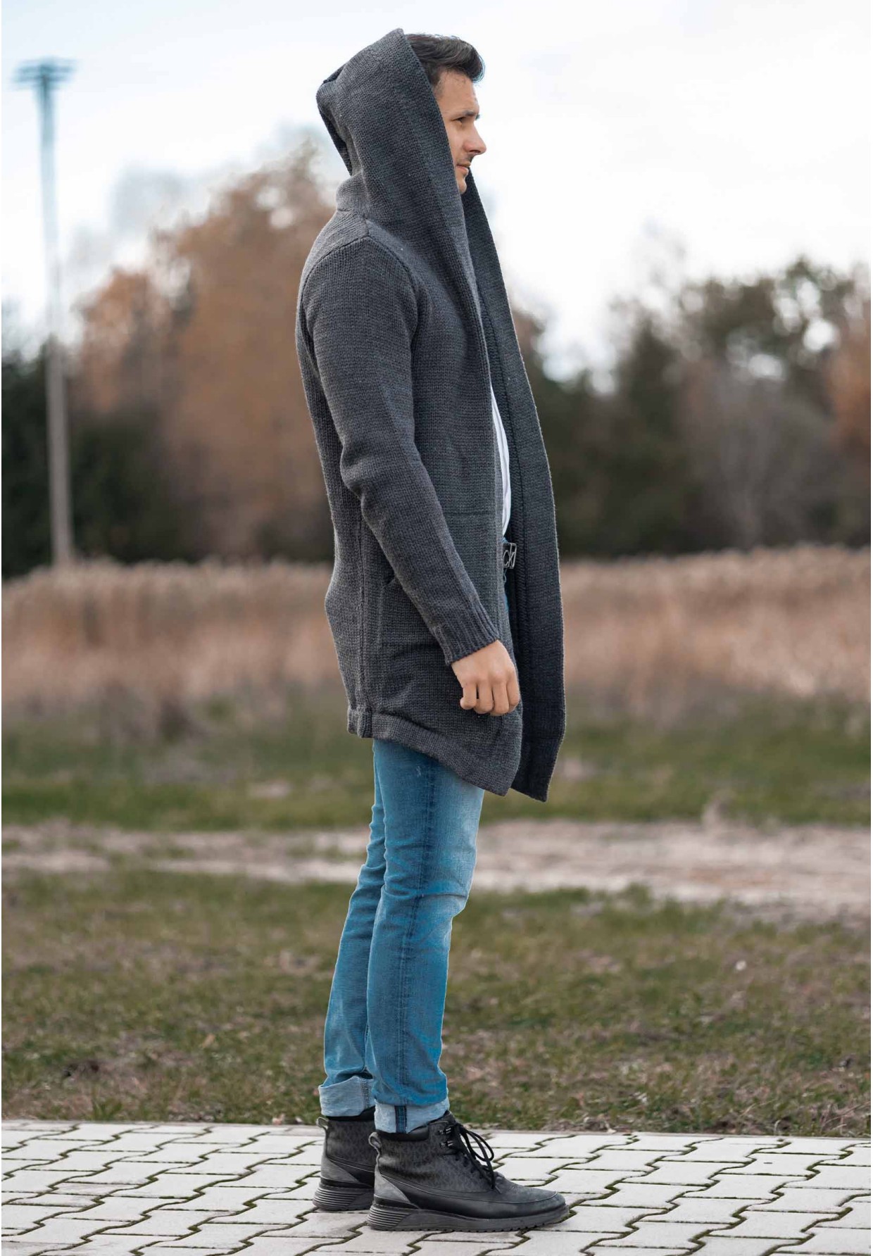 Sweter Męski Wełniany Długi