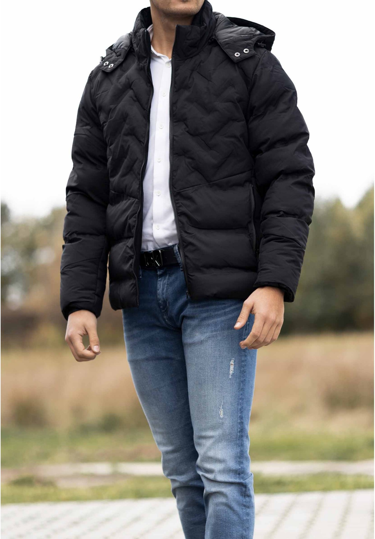 Kurtka Męska Puchowa Czarna KYMAXX