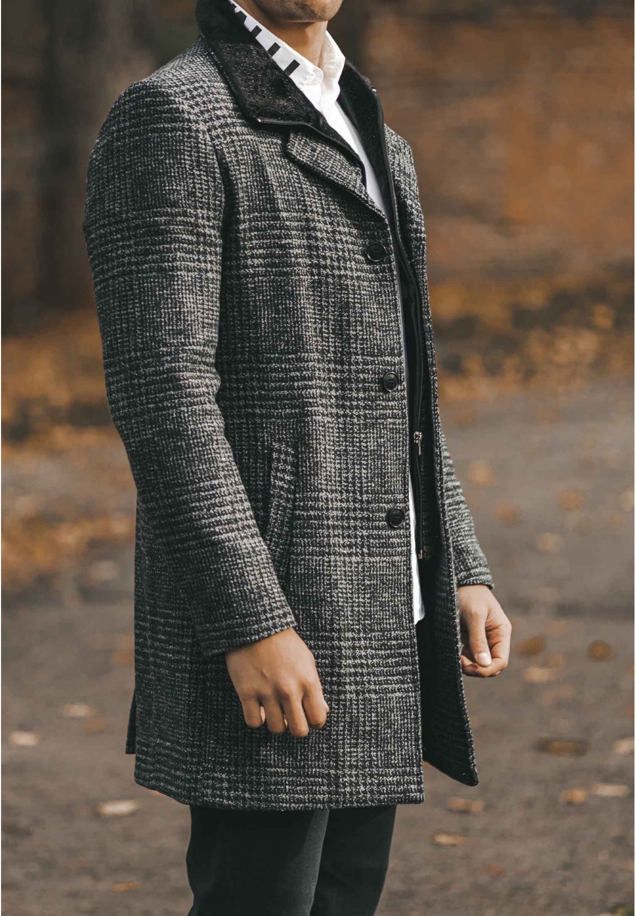 Płaszcz Męski Długi Elegancki Kratka