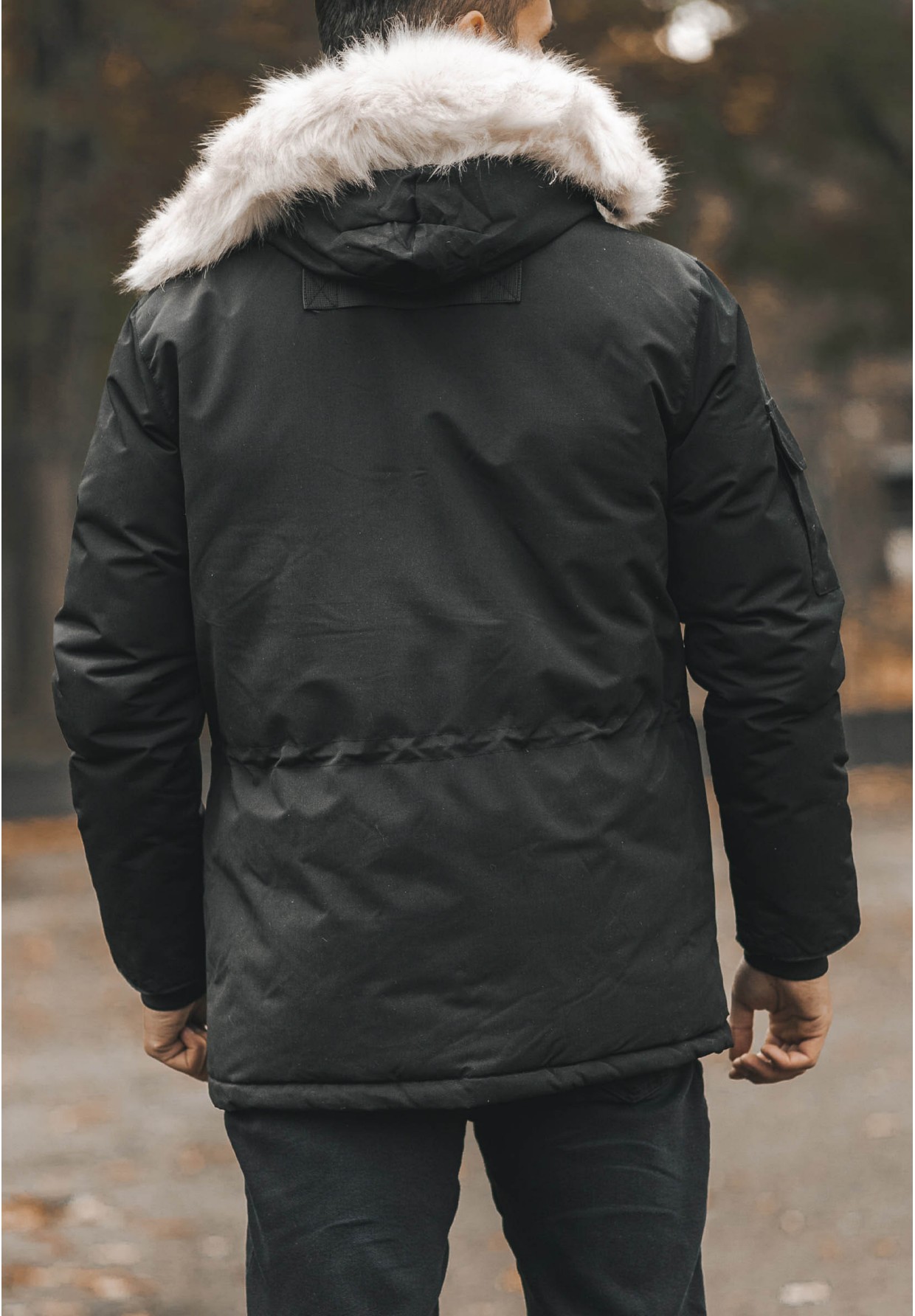Kurtka Męska Długa Parka Czarna Elegancka