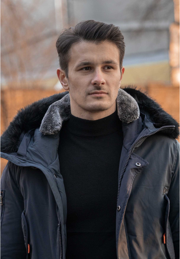 Kurtka Męska Ocieplana Parka Premium Granatowa