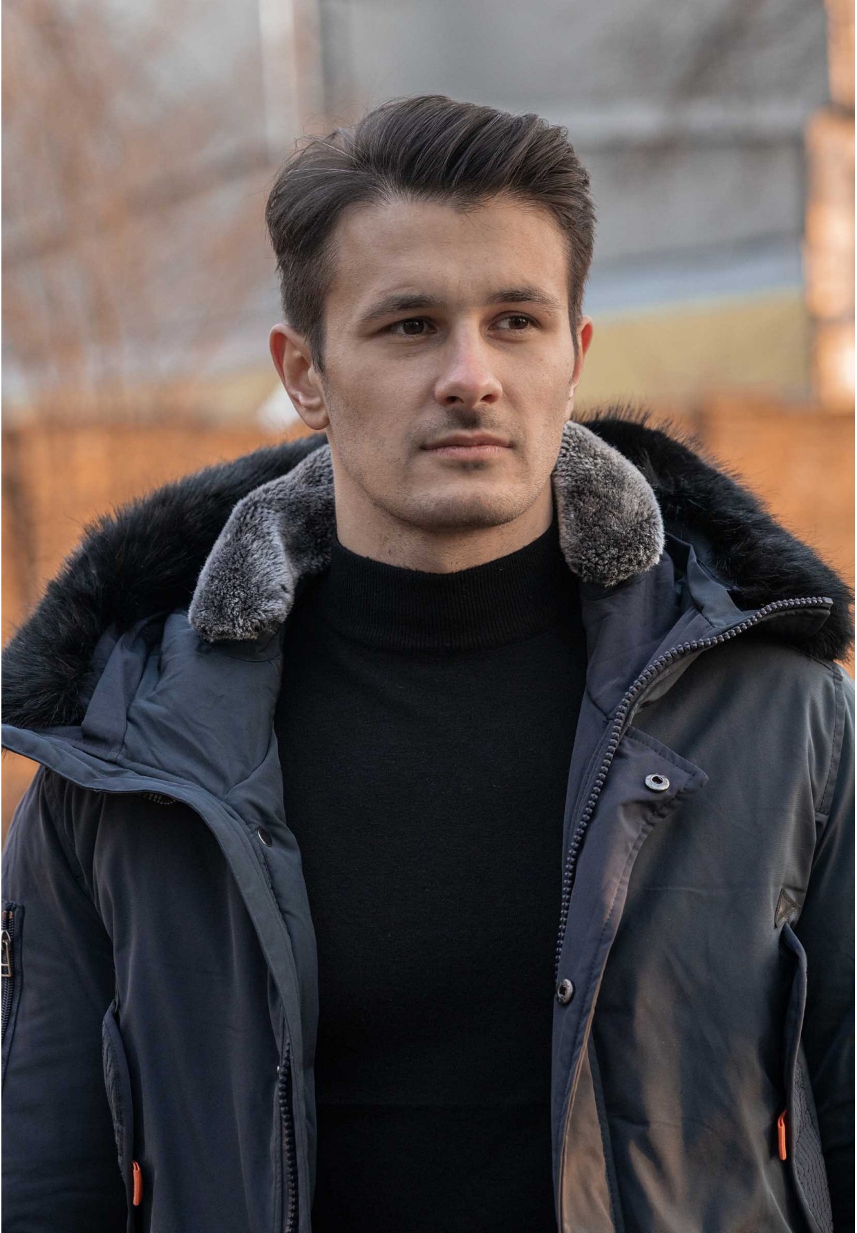 Kurtka Męska Ocieplana Parka Premium Granatowa