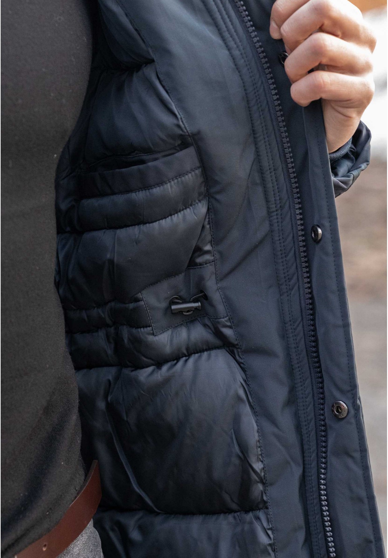 Kurtka Męska Ocieplana Parka Premium Granatowa