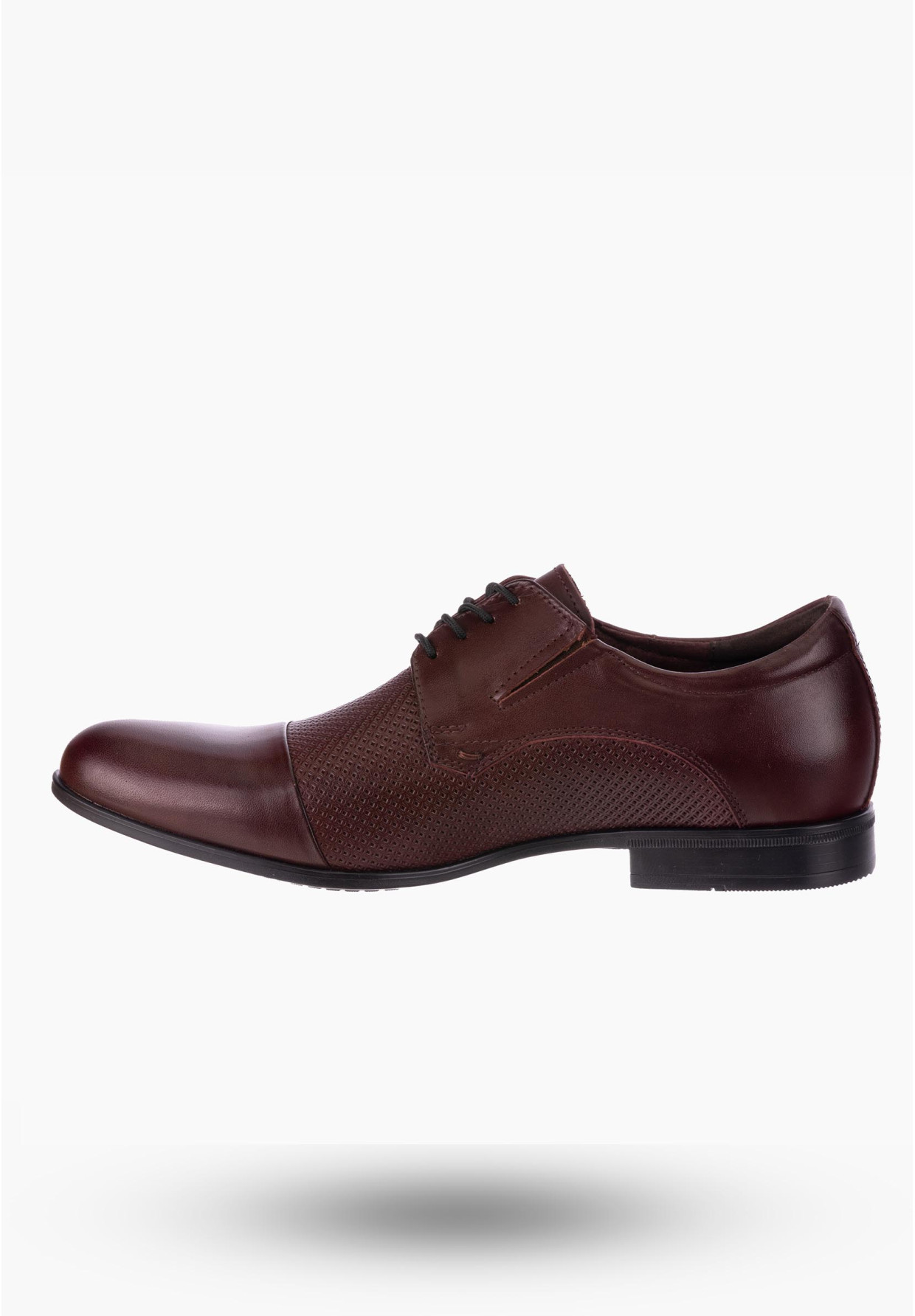 Eleganckie Bordowe Półbuty Męskie Oxford z Perforacją