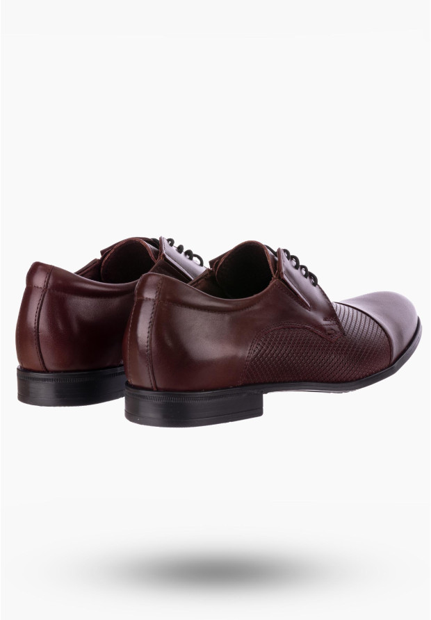Eleganckie Bordowe Półbuty Męskie Oxford z Perforacją