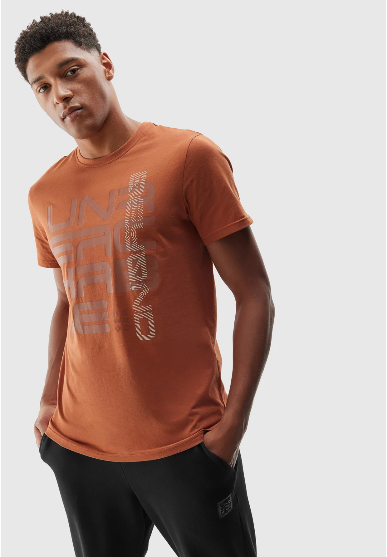 Koszulka Męska 4F T-shirt Brązowy Logo