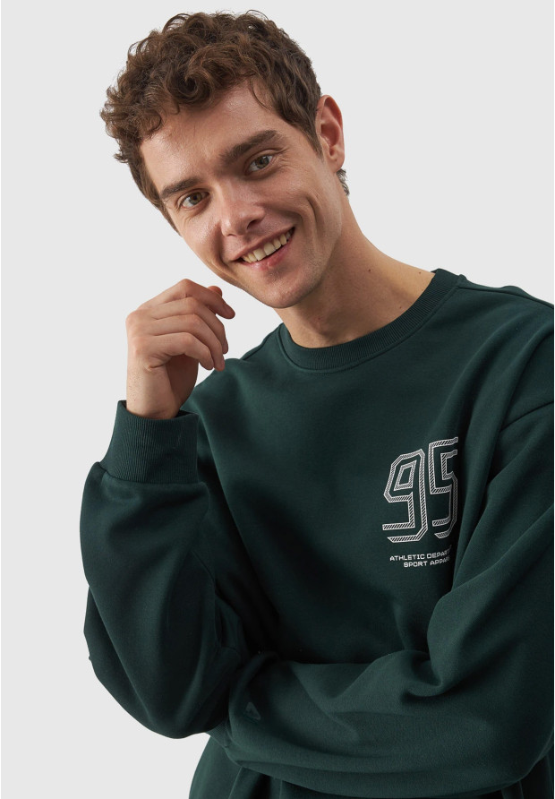 Bluza Męska 4F Sportowa Zielona nierozpinana 4FRAW23TSWSM1322