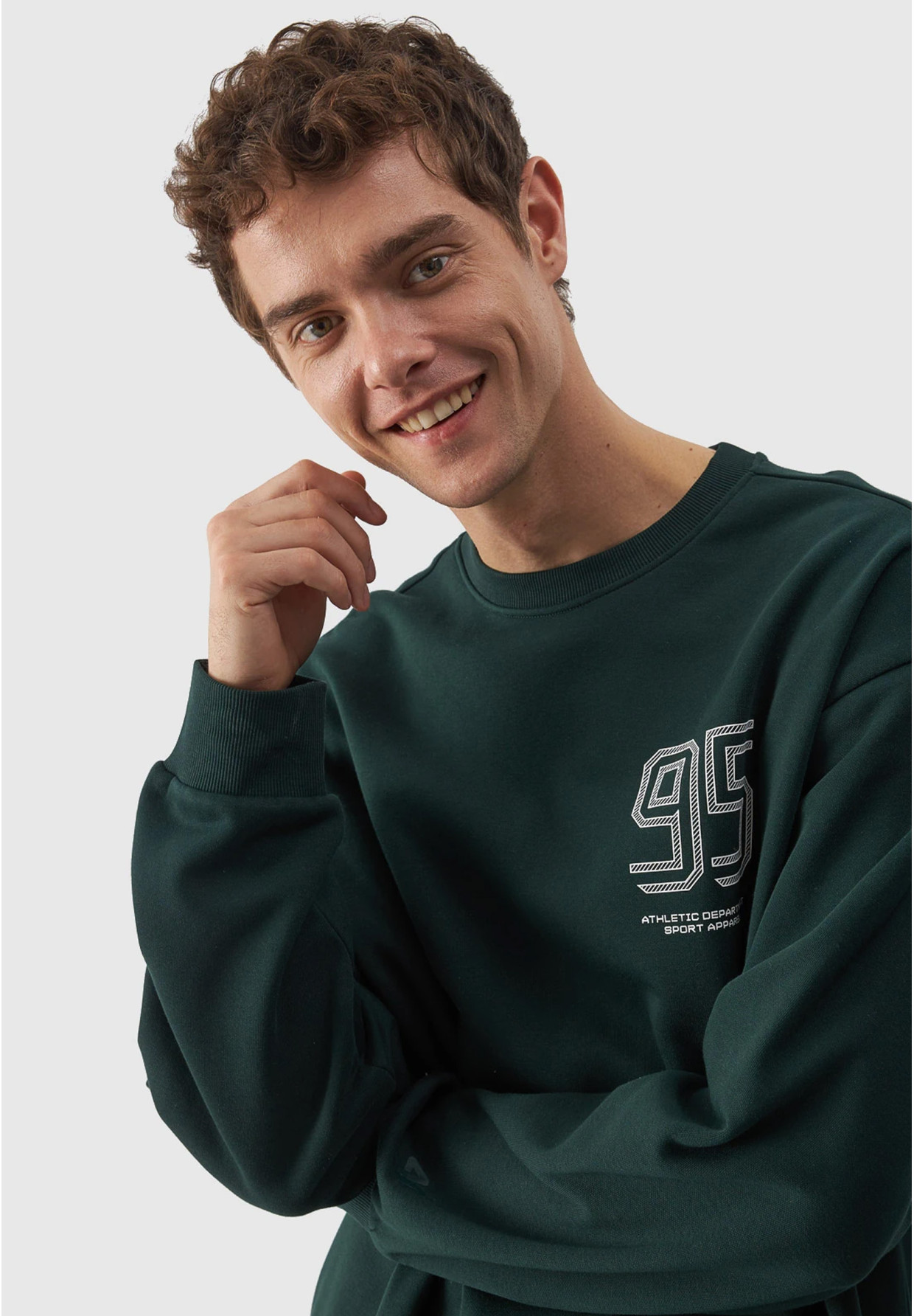 Bluza Męska 4F Sportowa Zielona nierozpinana 4FRAW23TSWSM1322