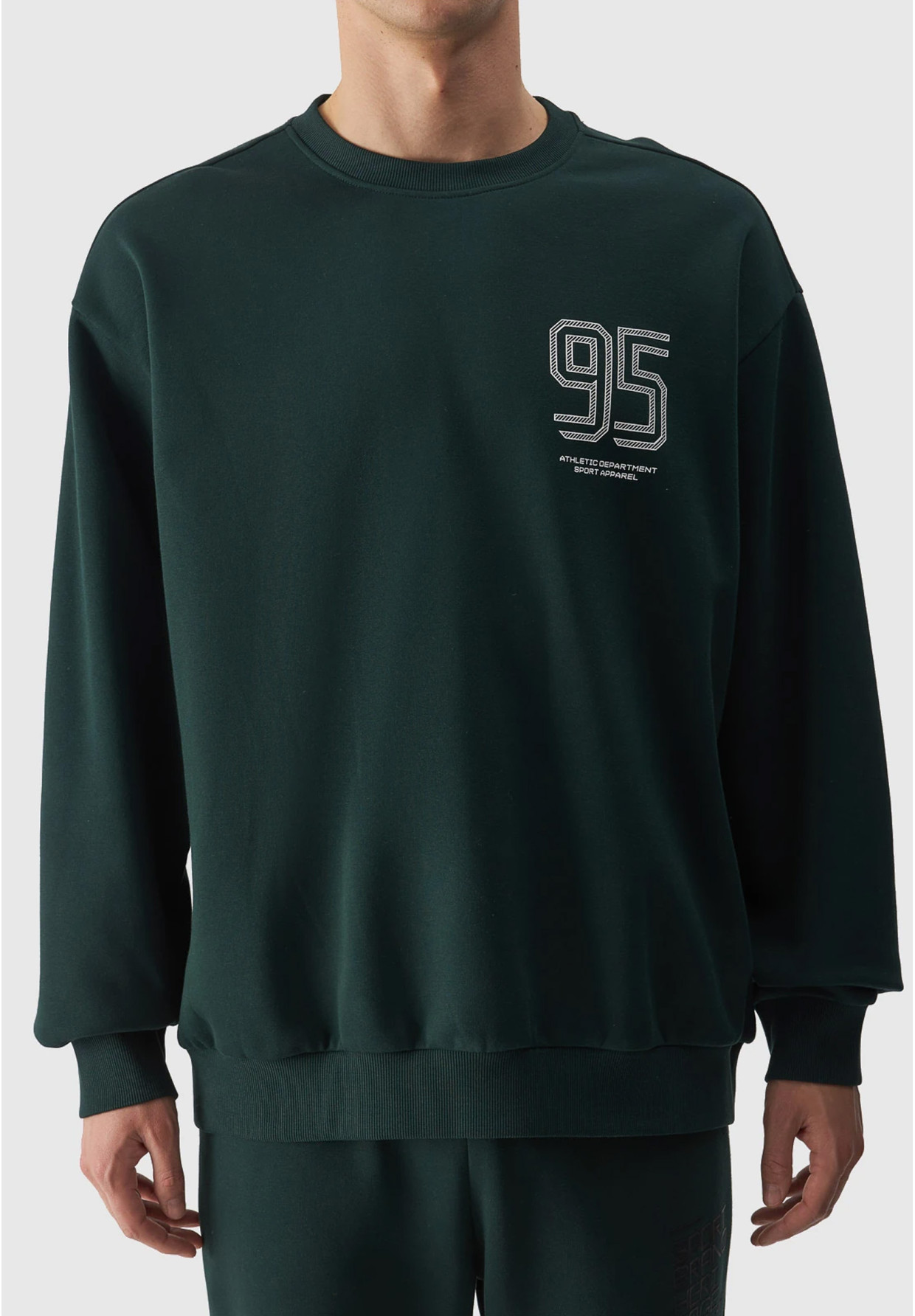 Bluza Męska 4F Sportowa Zielona nierozpinana 4FRAW23TSWSM1322